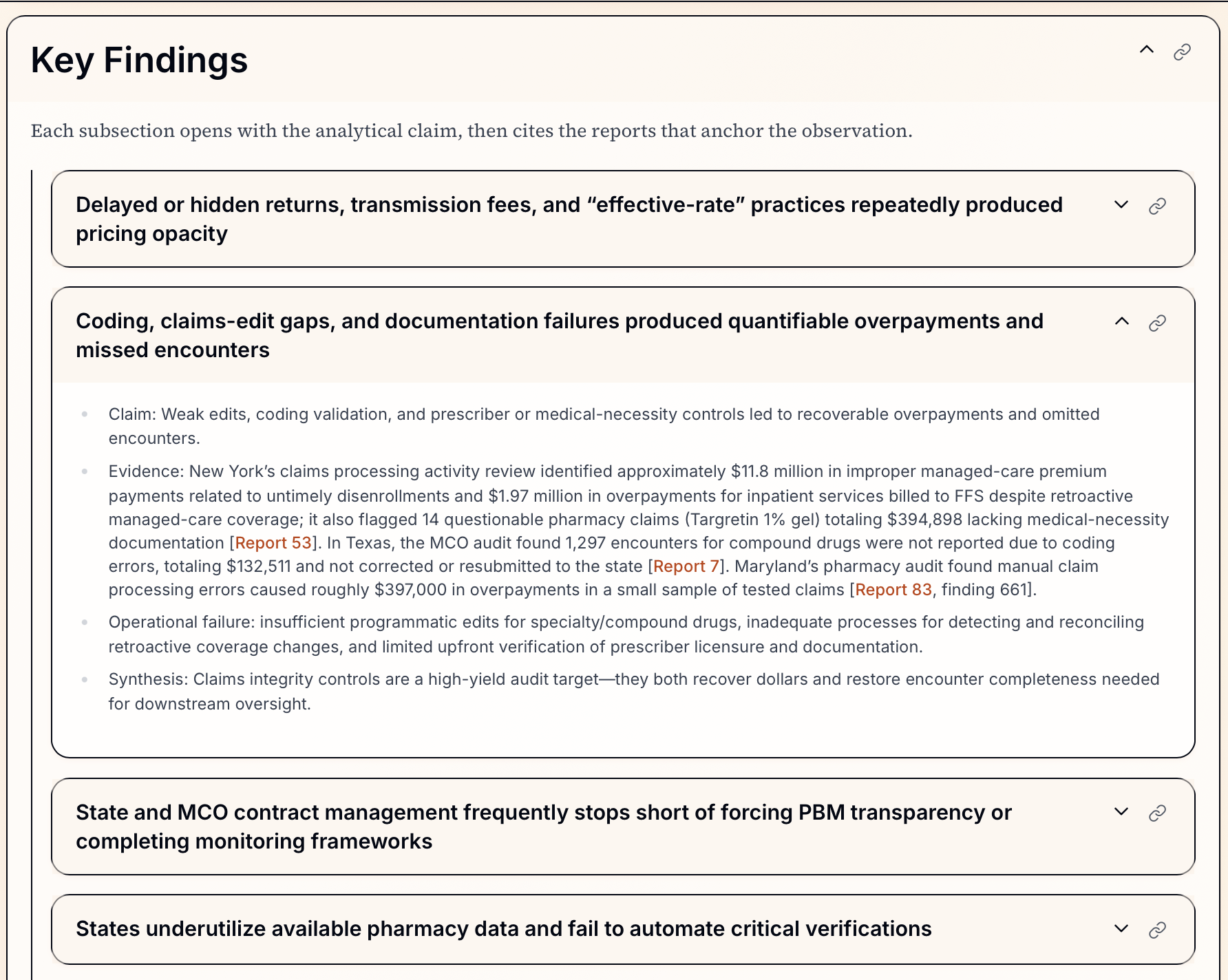 PBM Findings